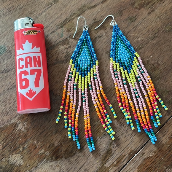 Gorgeous sunset Inspired beaded fringe earrings - Picture 1 of 2